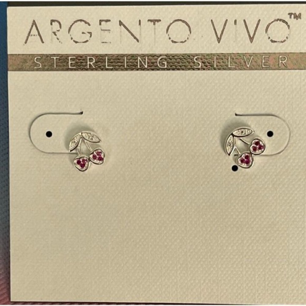 Argento Vivo Sterling Silver Mini Cherry CZ Accent Stud Earrings